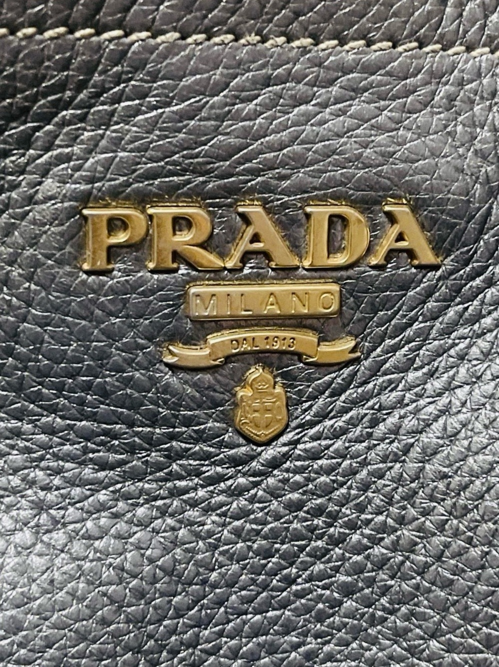 Prada Vitello Daino metallic silver leather